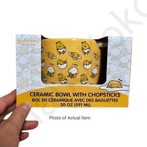*LAST ONE* NWT Gudetama the Lazy Egg 20oz Ramen Bowl w/Matching Chopsticks
